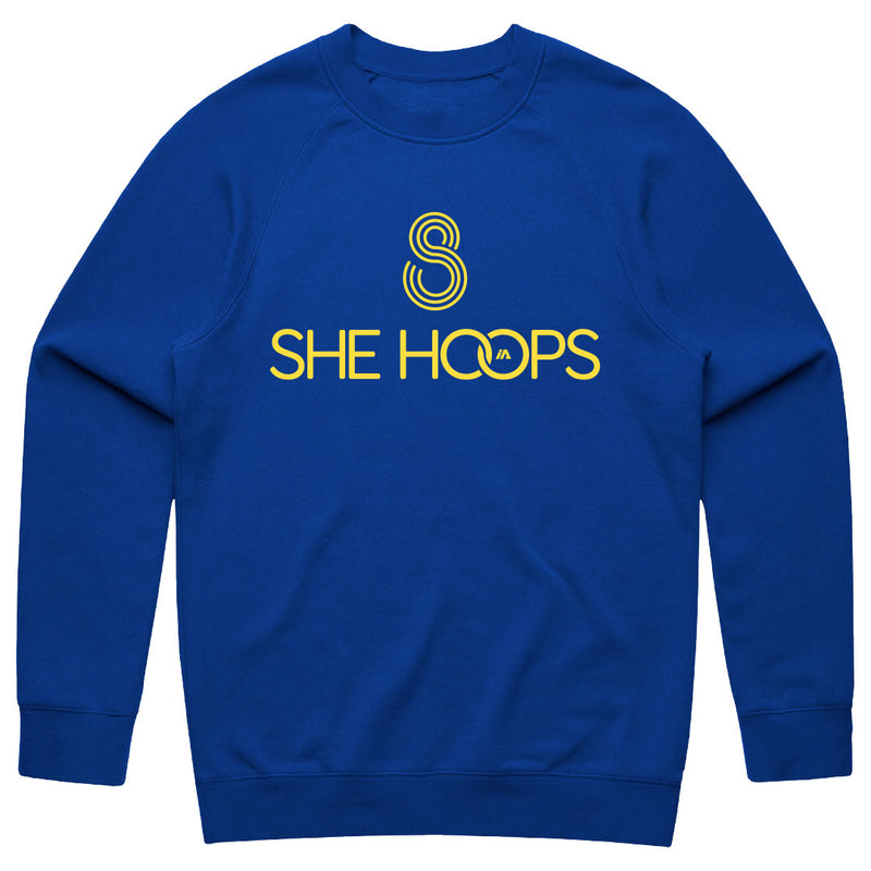 She Hoops Crewneck - Bright Royal/Yellow