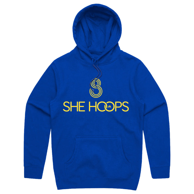 She Hoops Cotton Hoodie - Bright Royal/Yellow